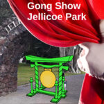 Cutout showing a gong and Jellicoe Park Memorial arch